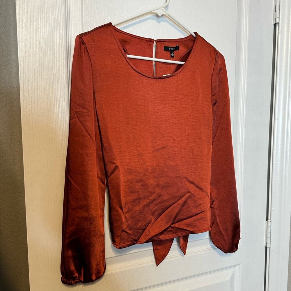 NWT Drew terracotta blouse tie top